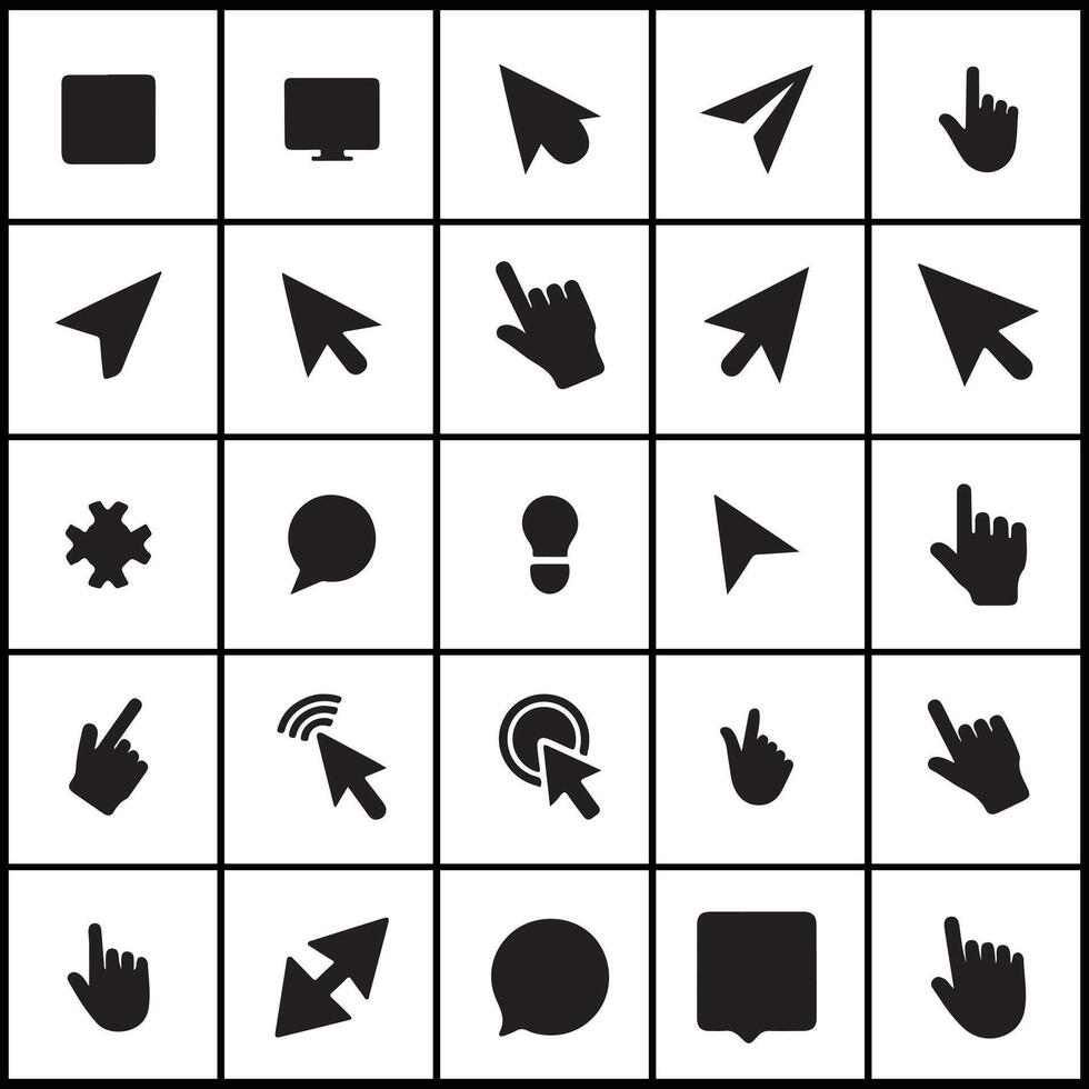 a set of black icons that show various gestures vector