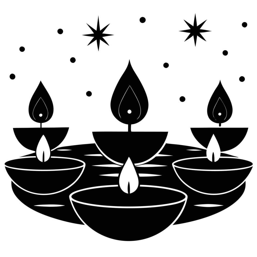 diwali diya silhouette design on a white background vector