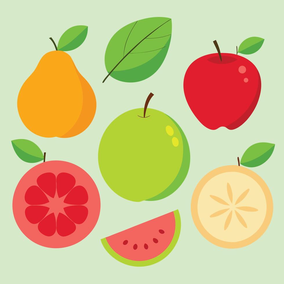 fruit illustration set of fruit design on a white background vector