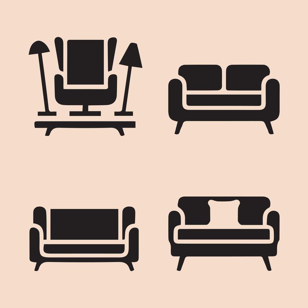 Creative Set Of An Table and Sofa Designed vector
