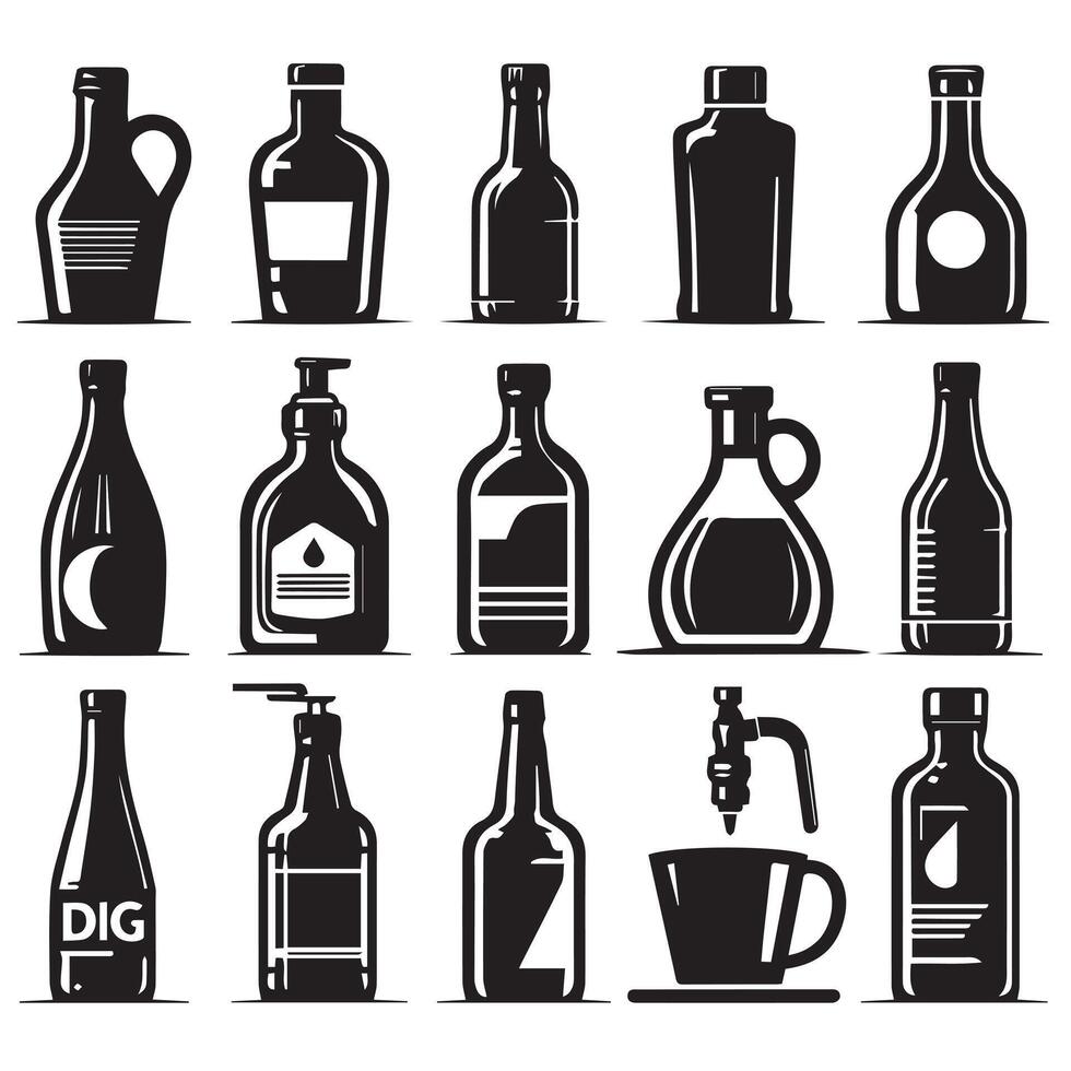 Creative Collection of various Bottle Icon Design design on a white background vector