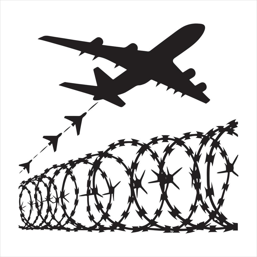 A barbed wire silhouette on white background vector