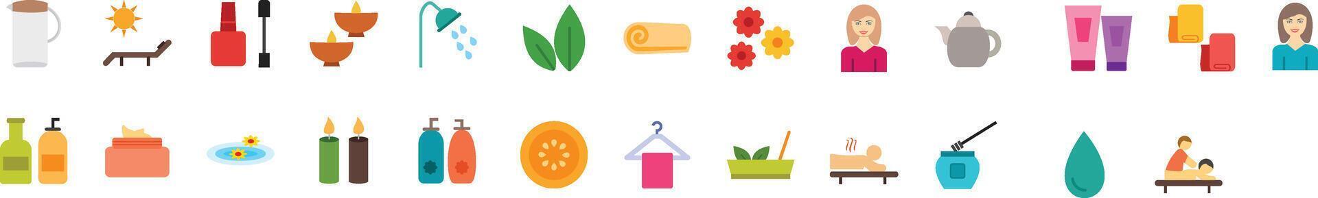Line a spa icon set 25 icons.Set of 30 outline icons related to massage, oil, others. vector