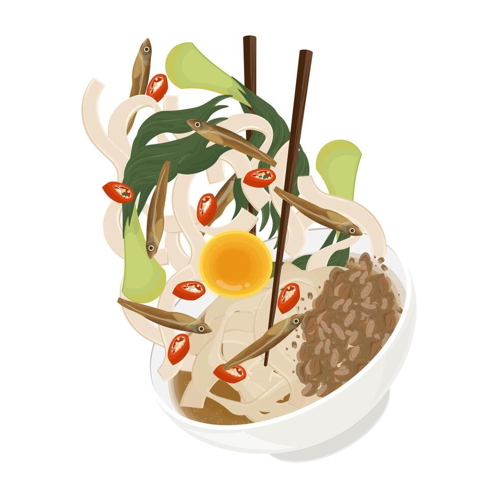 Illustration Logo Clipart Levitation Ban Mian Soup Pan Mee vector