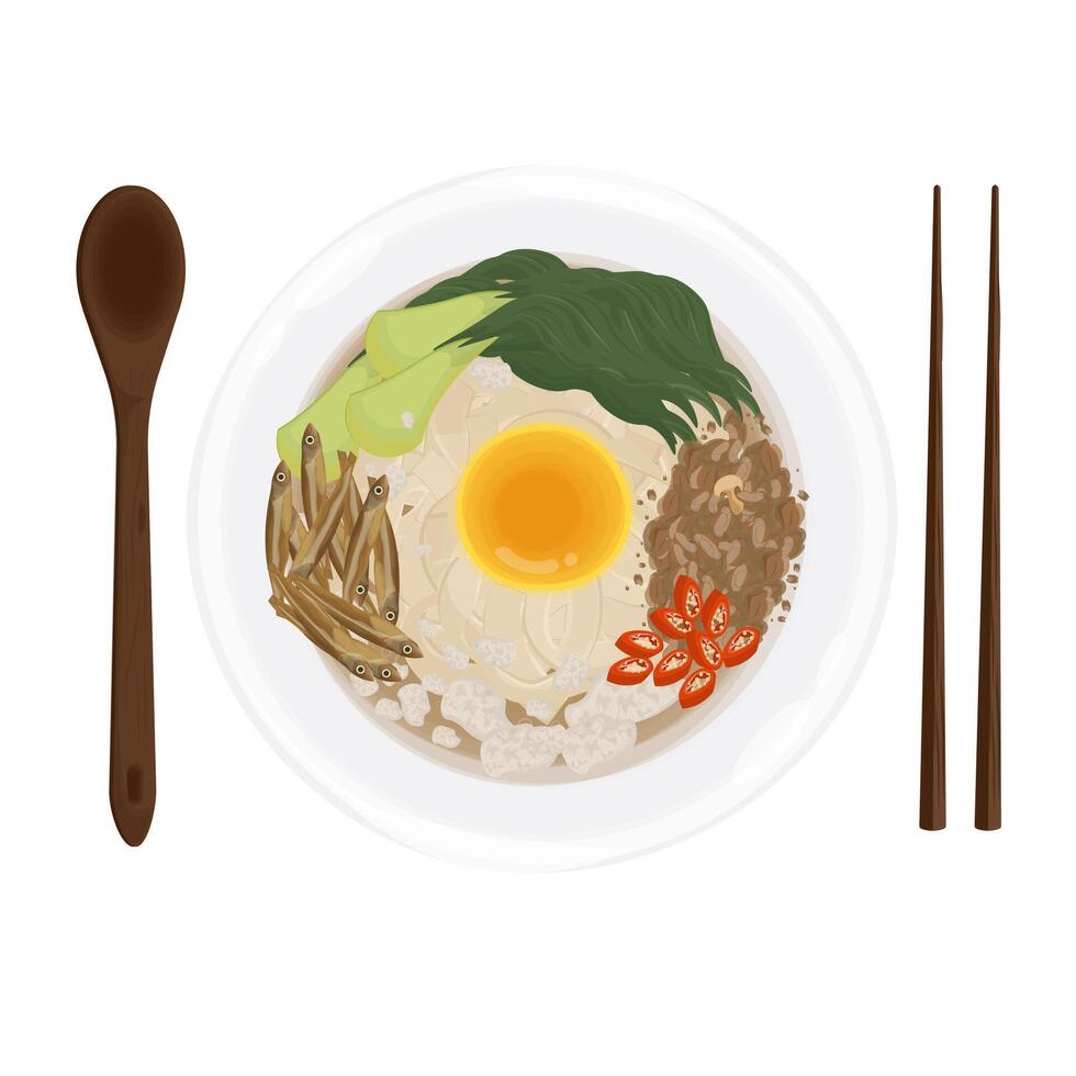 Illustration Logo Clipart Ban Mian Soup or Chinese Noodles Soup vector