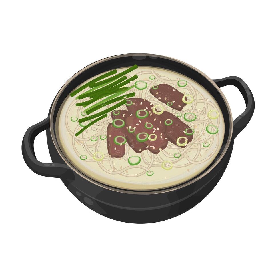 Illustration Logo Clipart Cooking Seolleongtang Korean beef bone soup vector