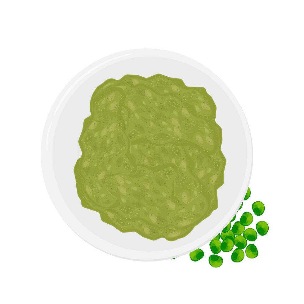 Illustration Logo Clipart Top View Homemade Mushy Peas vector