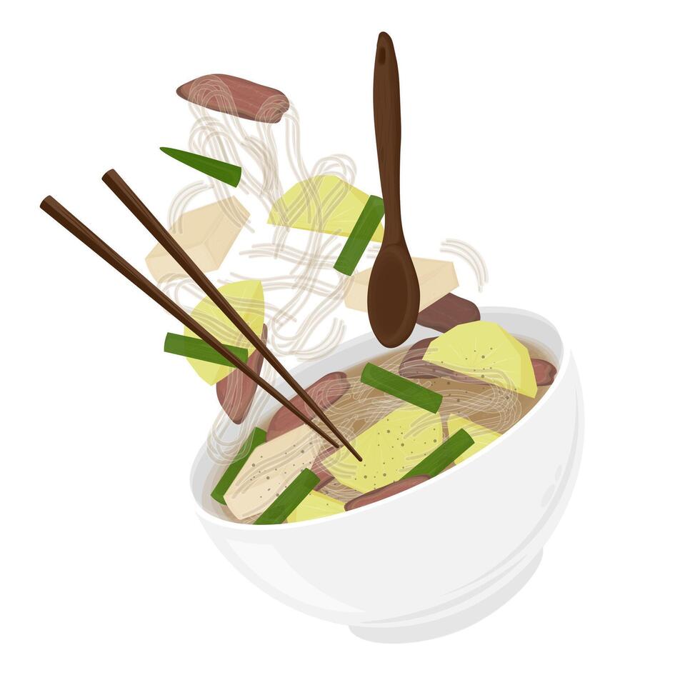 Illustration Logo Clipart Levitation Korean Potato Soup Gamjaguk vector