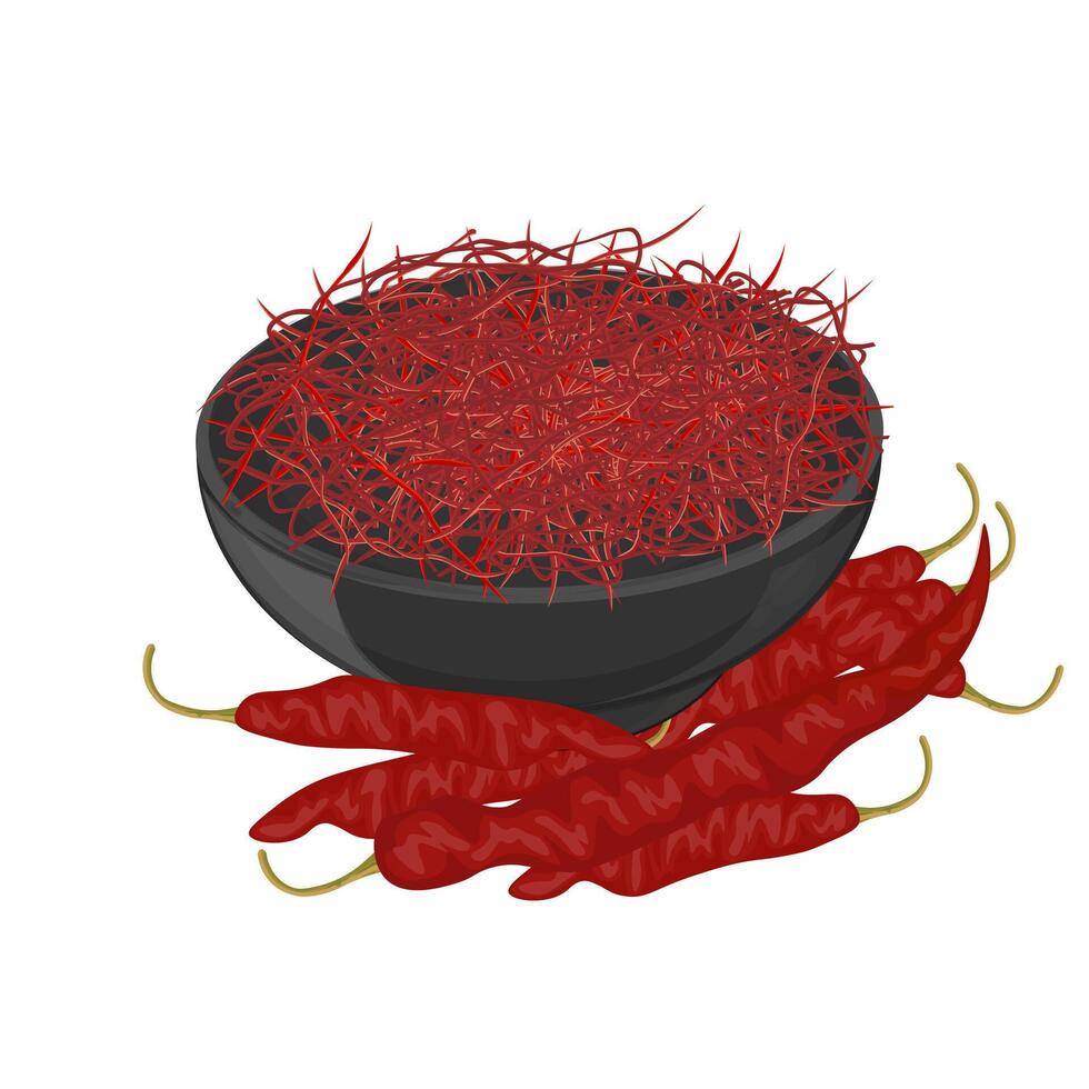 Illustration Logo Clipart Dried Chili Thread or Silgochu on a Bowl vector