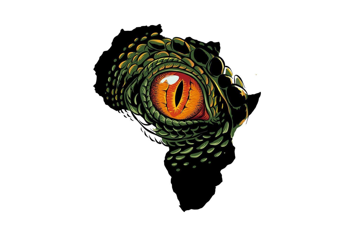 silhouette illustration of african continent with predator eyes vector