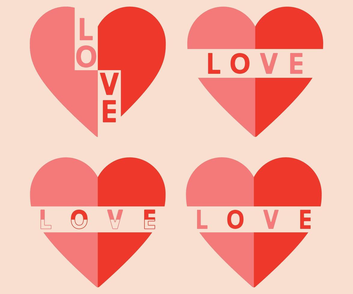 Heart Shape Love Typography. Love Valentine artwork for poster sticker apparel and others. Valentine day heart graphic print design. vector