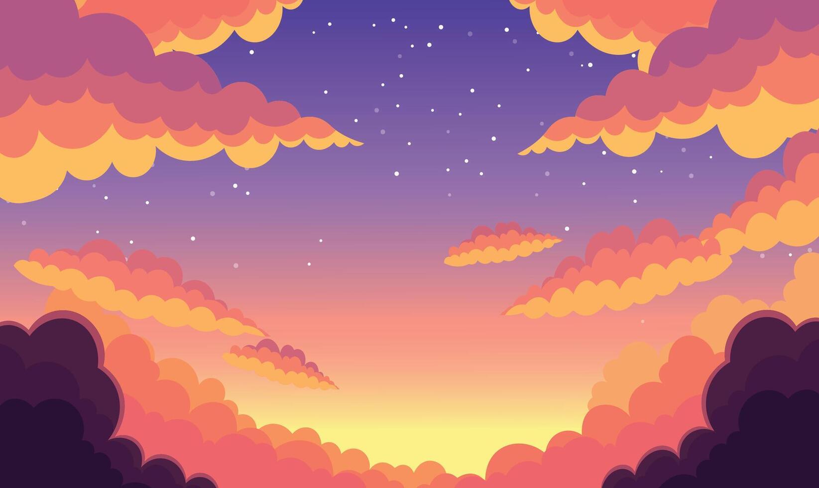Clouds Nature Scenery in Beautiful Majestic Sky at Twilight Dusk Dawn vector