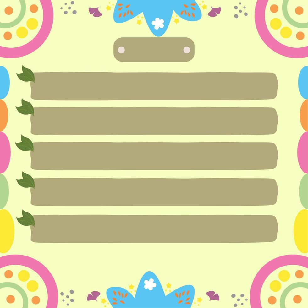 note template with cute and elegant abstract frame vector