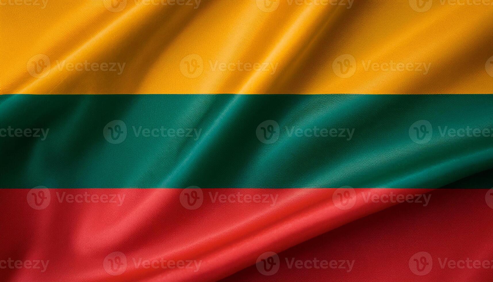 Lithuania national flag with realistic fabric texture and smooth folds waving in the wind. photo
