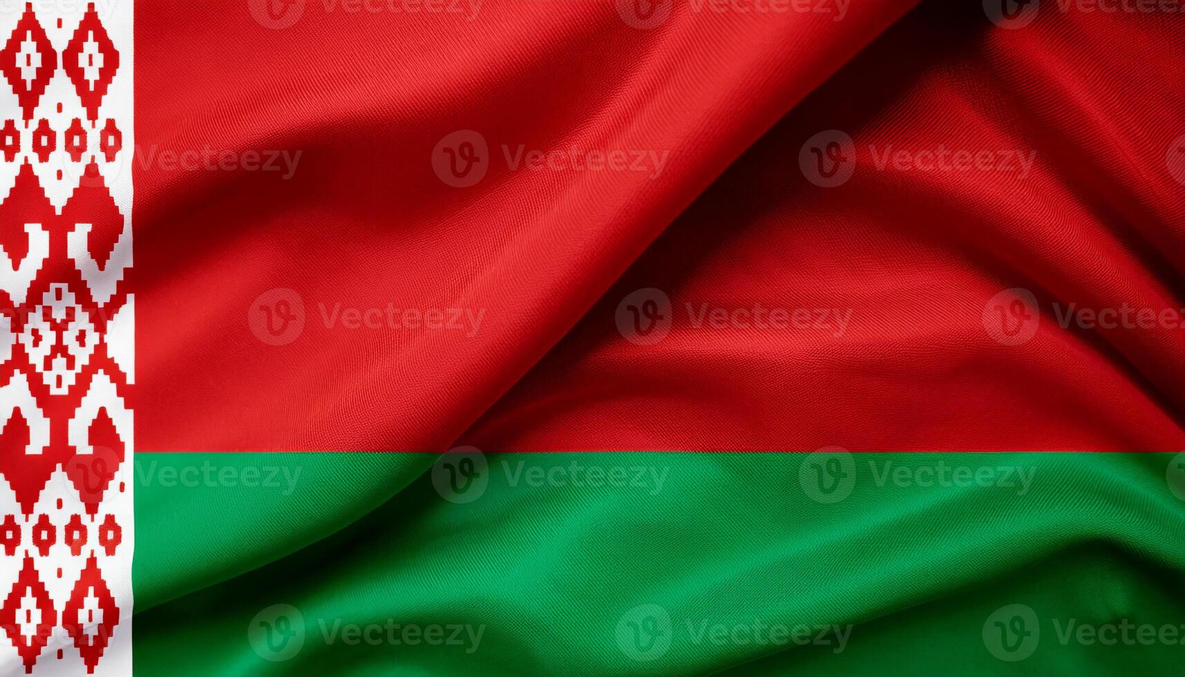 Belarus national flag with realistic fabric texture and smooth folds waving in the wind. photo