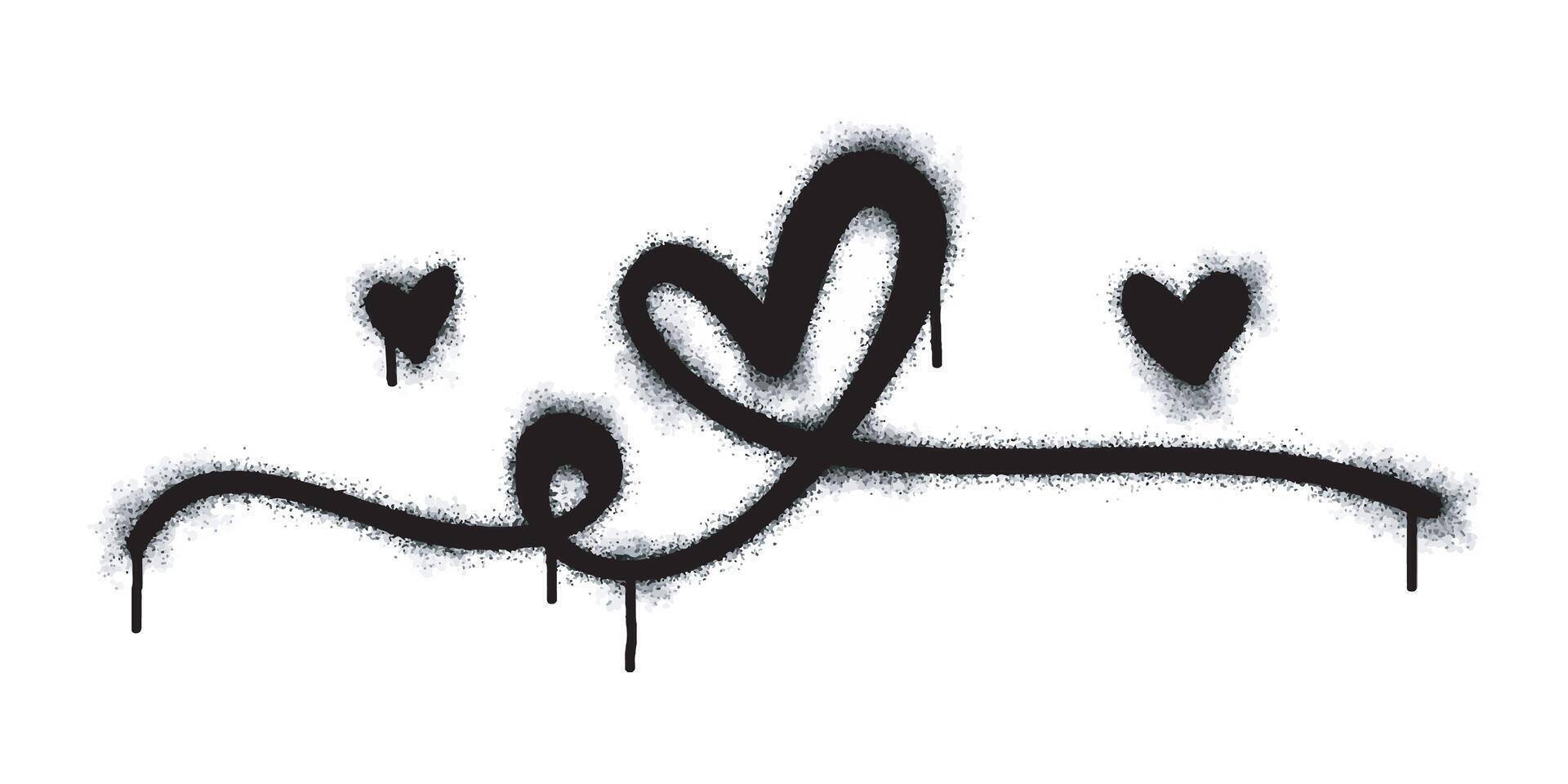 Spray painted graffiti heart icon Sprayed word isolated on white background. Love icon with graffiti font with black spray on white. continuous lines vector