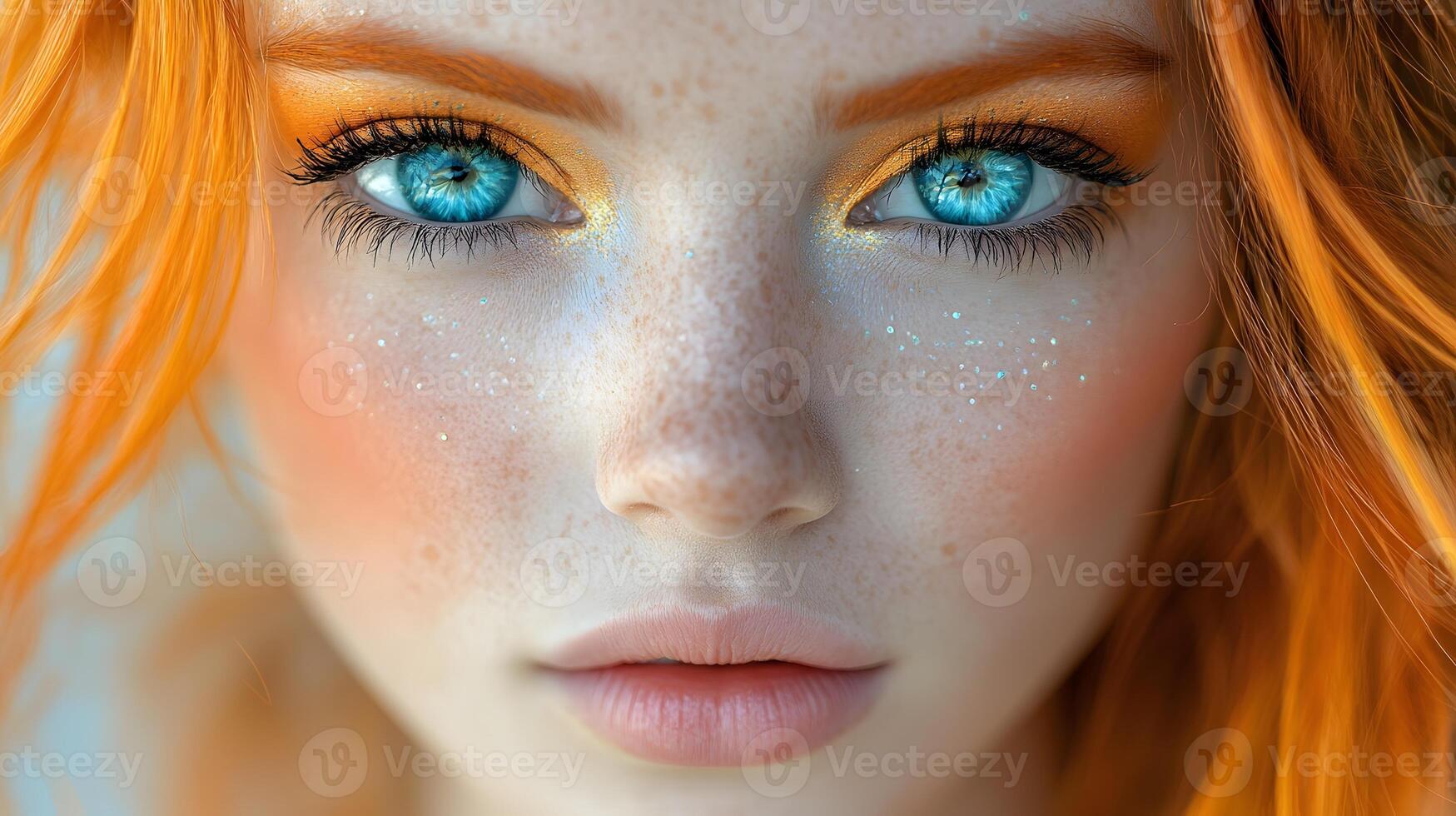 A close up of a performer with intricate makeup and a feathered headpiece at Rio Carnival photo