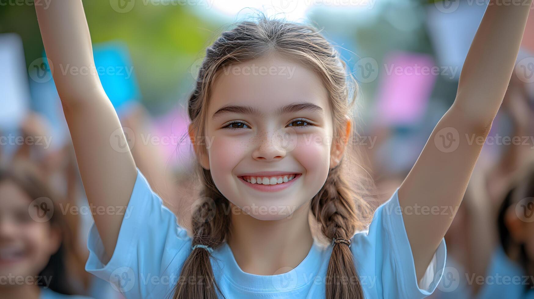 School celebration for National Children Day students showcasing talents, performances on stage, cheering classmates, joyful environment photo