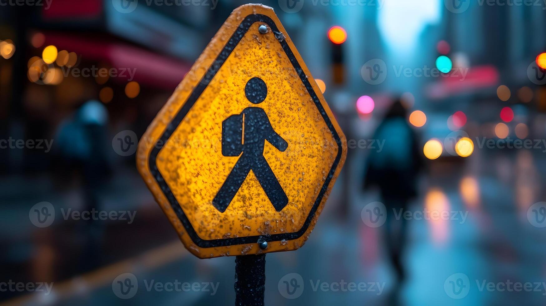 Road safety awareness sign on a busy highway, encouraging safe driving practices. photo