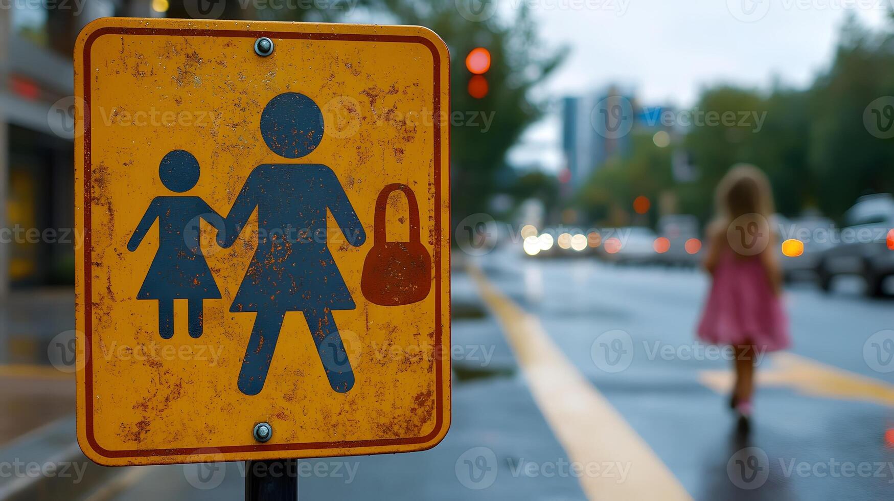 Road safety awareness sign on a busy highway, encouraging safe driving practices photo