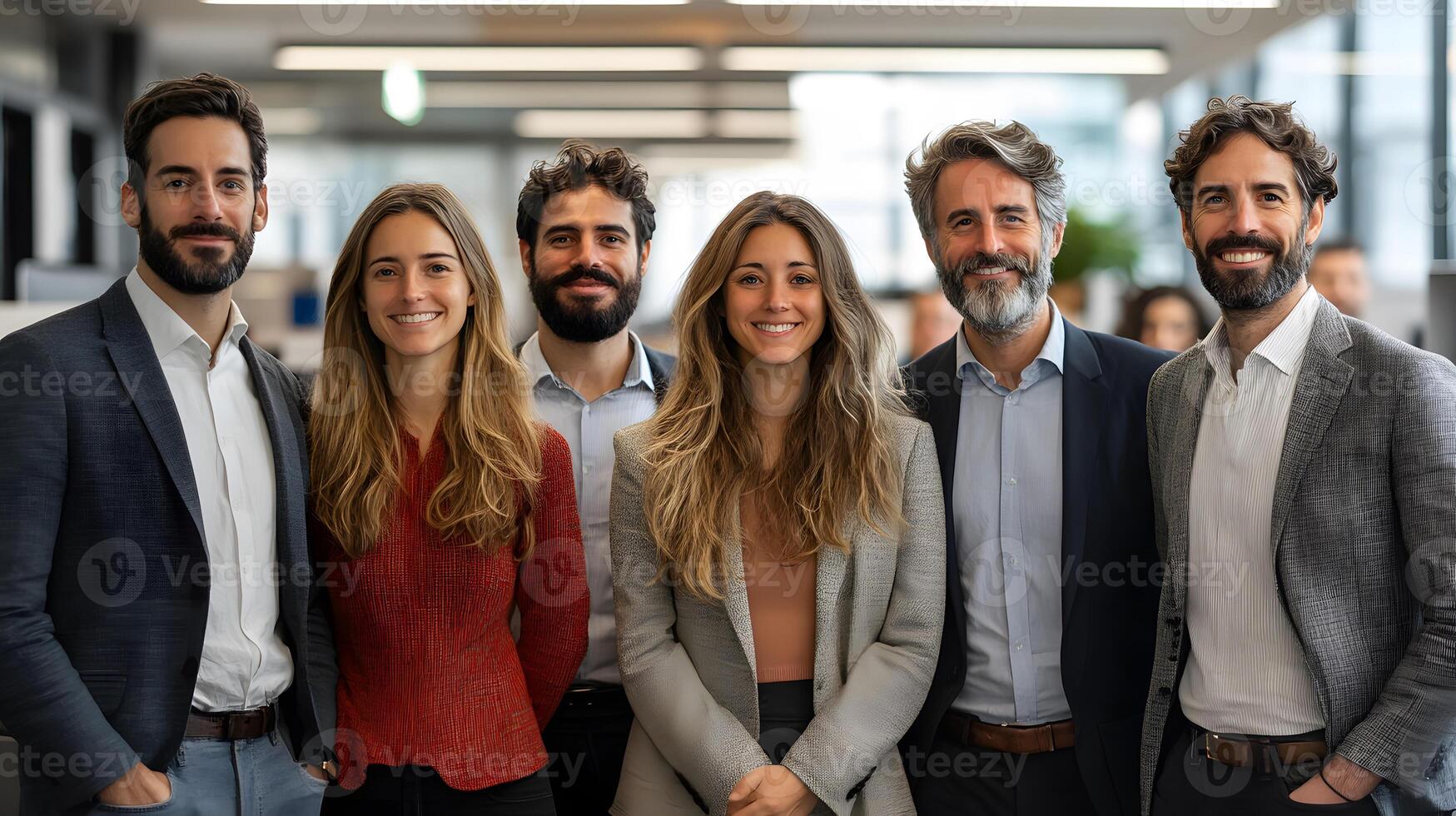 Corporate team standing together in office, unity, leadership motivation photo