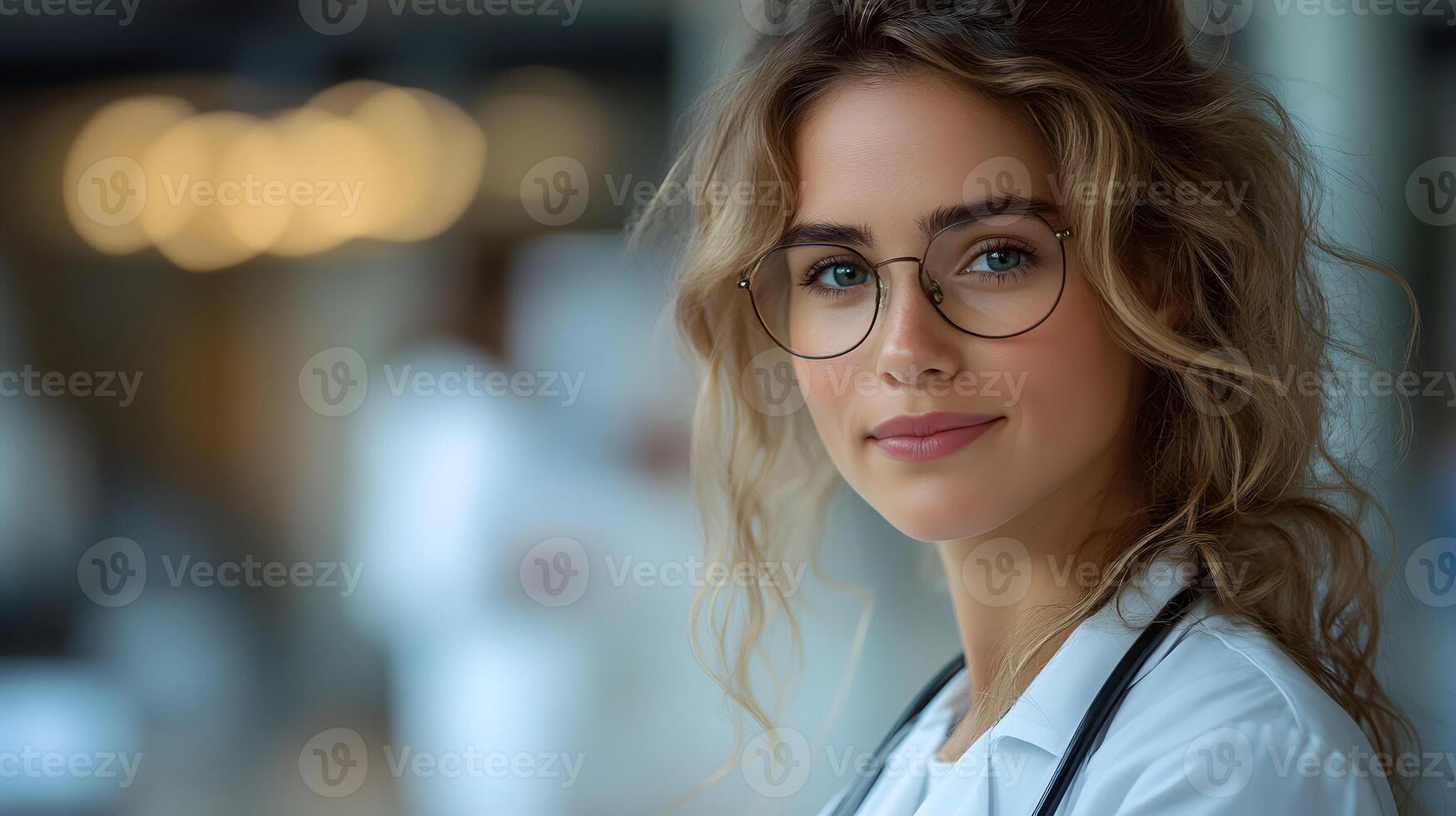 Female doctor reviewing medical records, professionalism and healthcare leadership photo