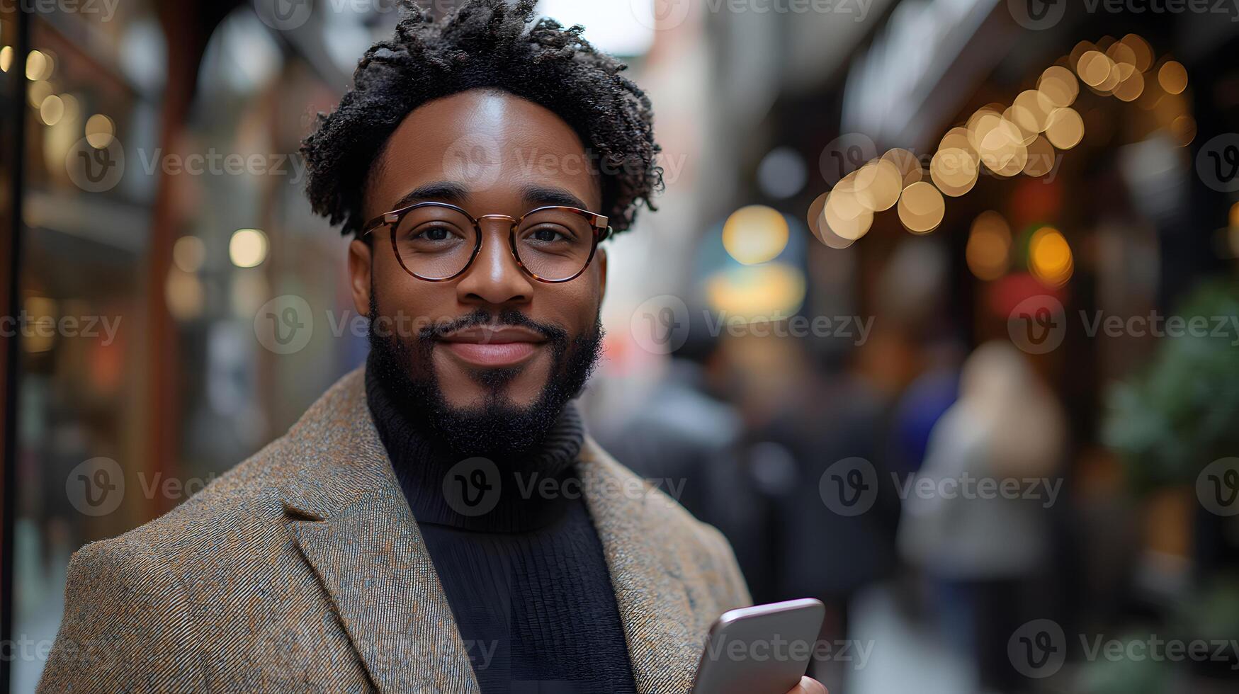 Young businessman using AI to automate customer interactions via mobile networks photo