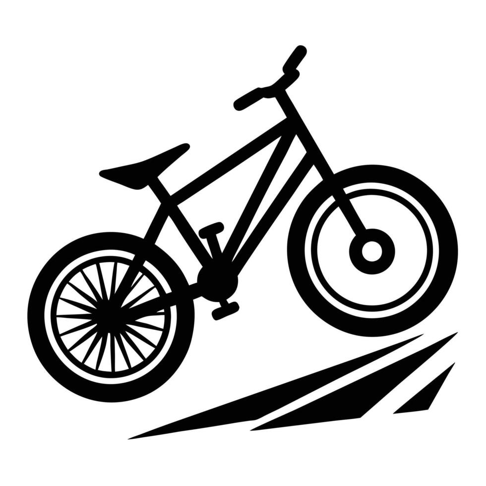 A modern mountain bike on a dirt trail with dynamic motion vector