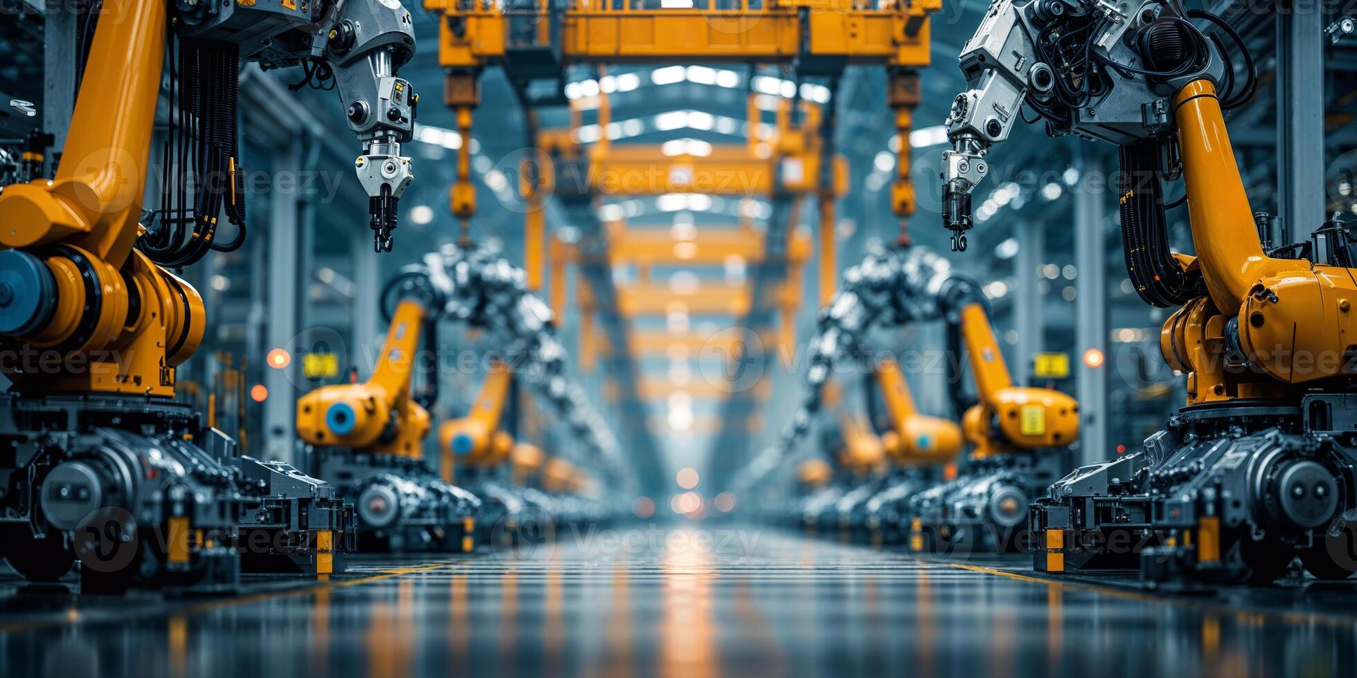 Advanced industrial robotics line displayed in a modern manufacturing facility photo