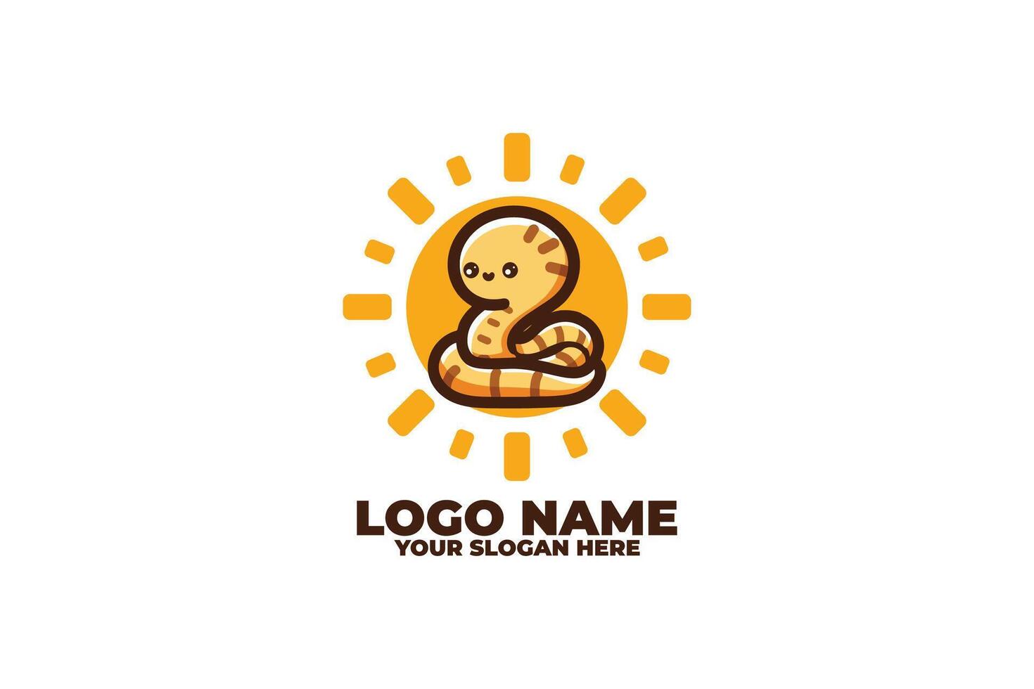Radiant Coil, A Smiling Chibi Snake with a Bright Sun vector