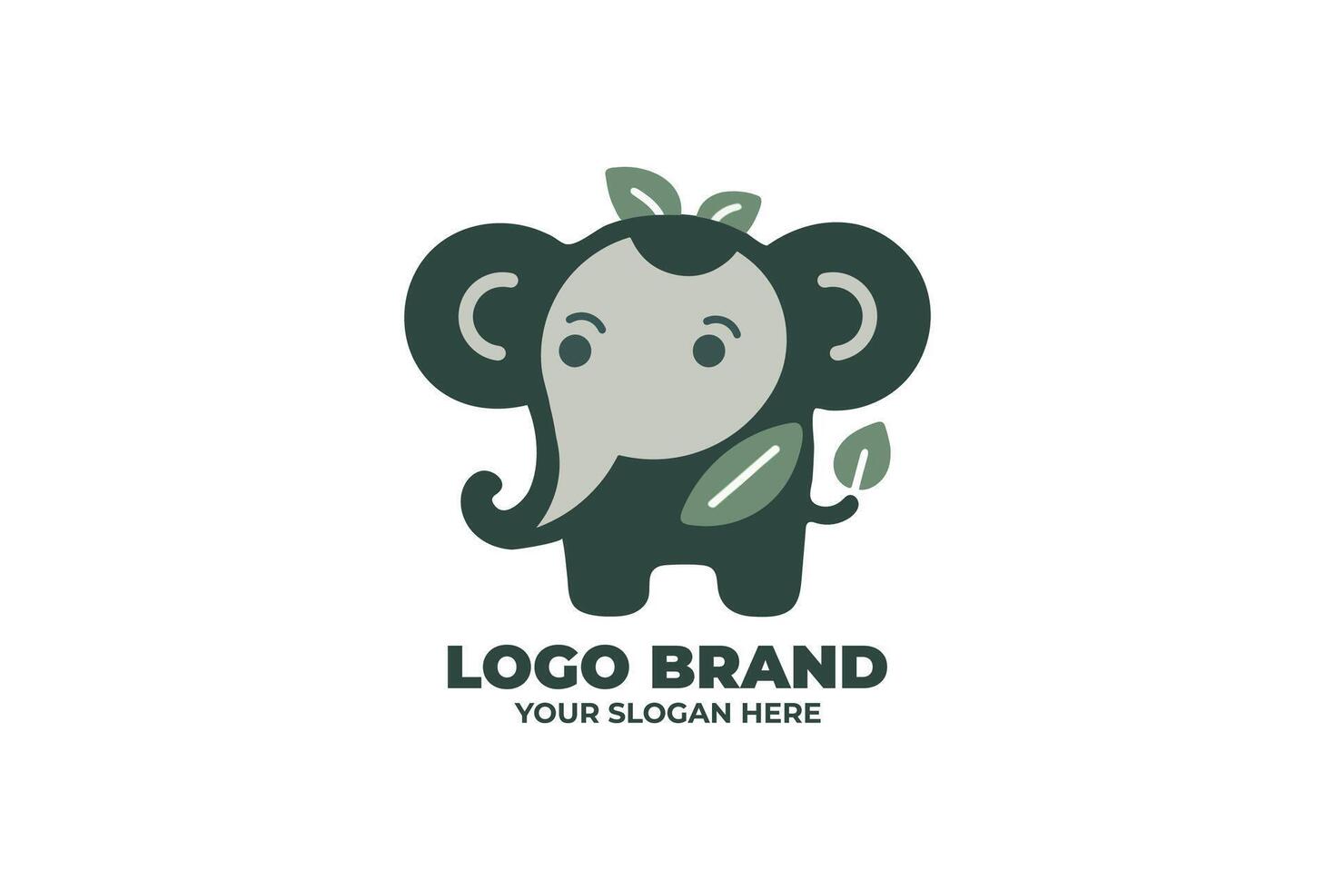 A Chibi Elephant with Leaves Wrapped Around vector