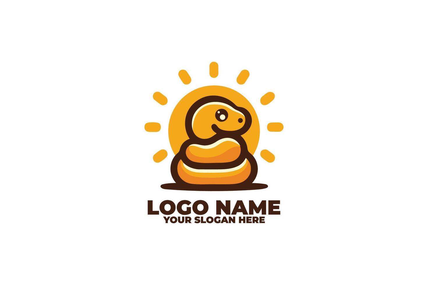 Sun Kissed Serpent, A Playful Chibi Snake Basking in Warmth vector