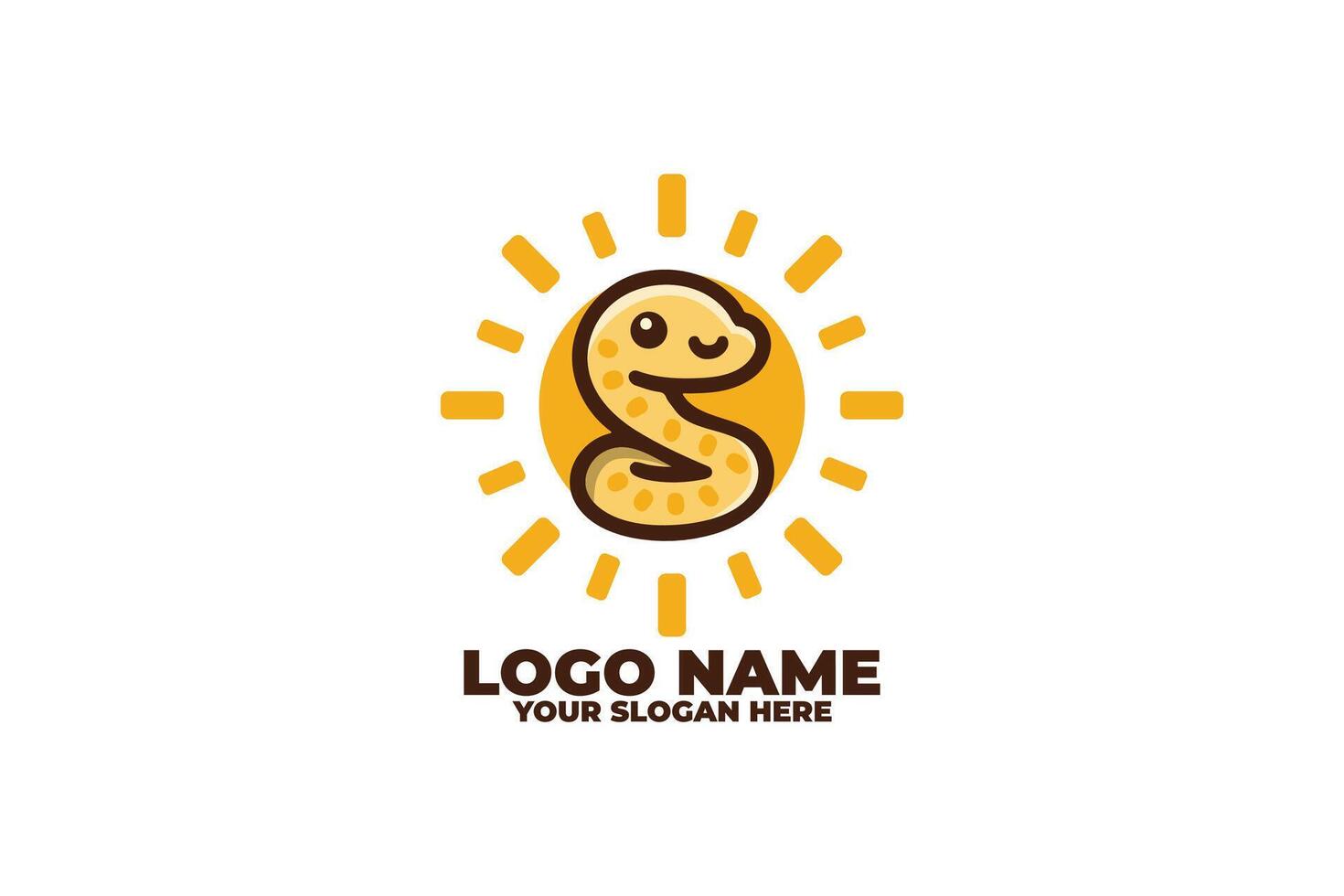 Cozy Coil, A Tiny Chibi Snake Curling Around a Sunny Glow vector