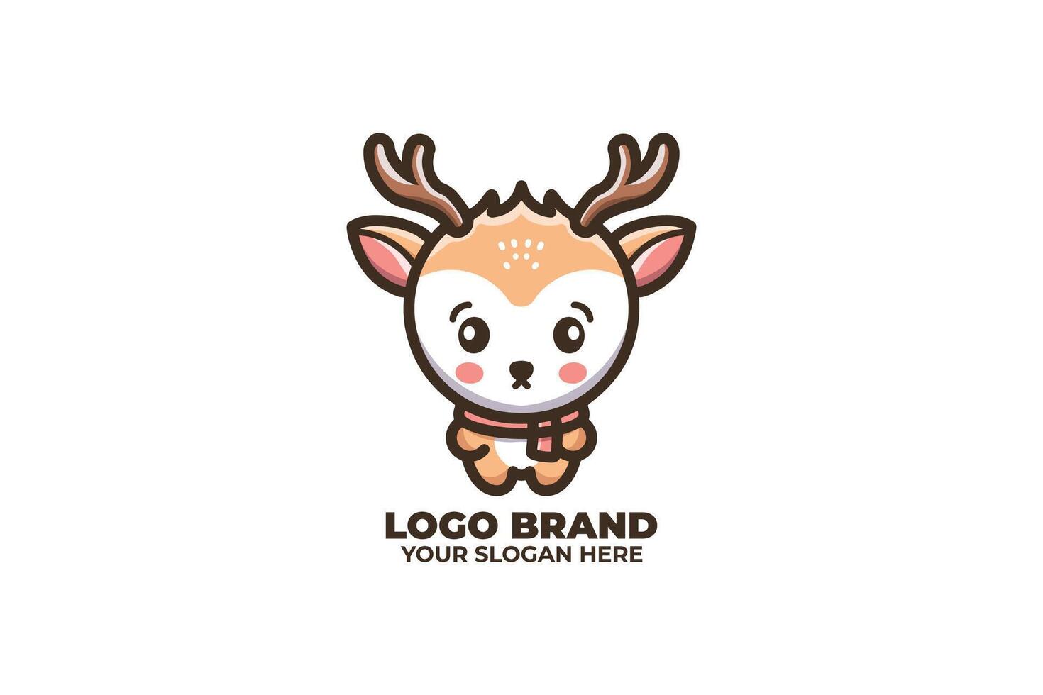 A Chibi Deer Surrounded by a Gentle Snowfall vector