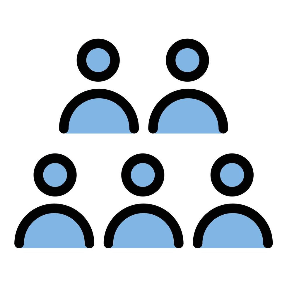 Audience icon in flat line style representing a group of people spectators or viewers ideal for event media and entertainment concepts. vector