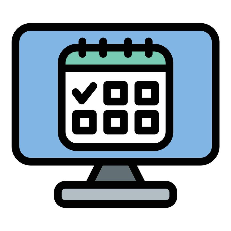Online reservation icon in flat line style representing booking scheduling and digital appointments ideal for travel hospitality and service concepts. vector