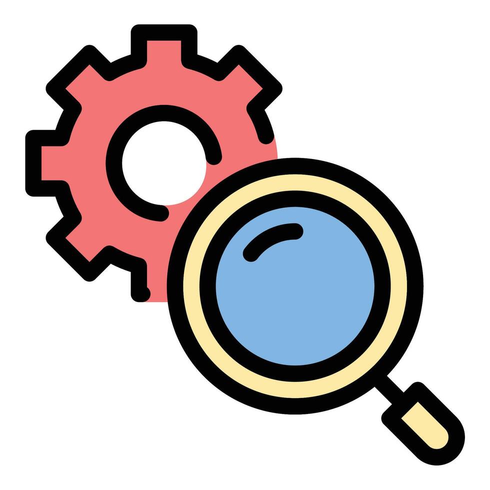 Research icon in flat line style representing analysis investigation and discovery ideal for science education and academic concepts. vector