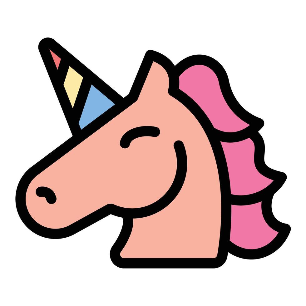 Unicorn icon in flat line style representing magic fantasy and mythical creatures ideal for fairytale and imaginative concepts. vector