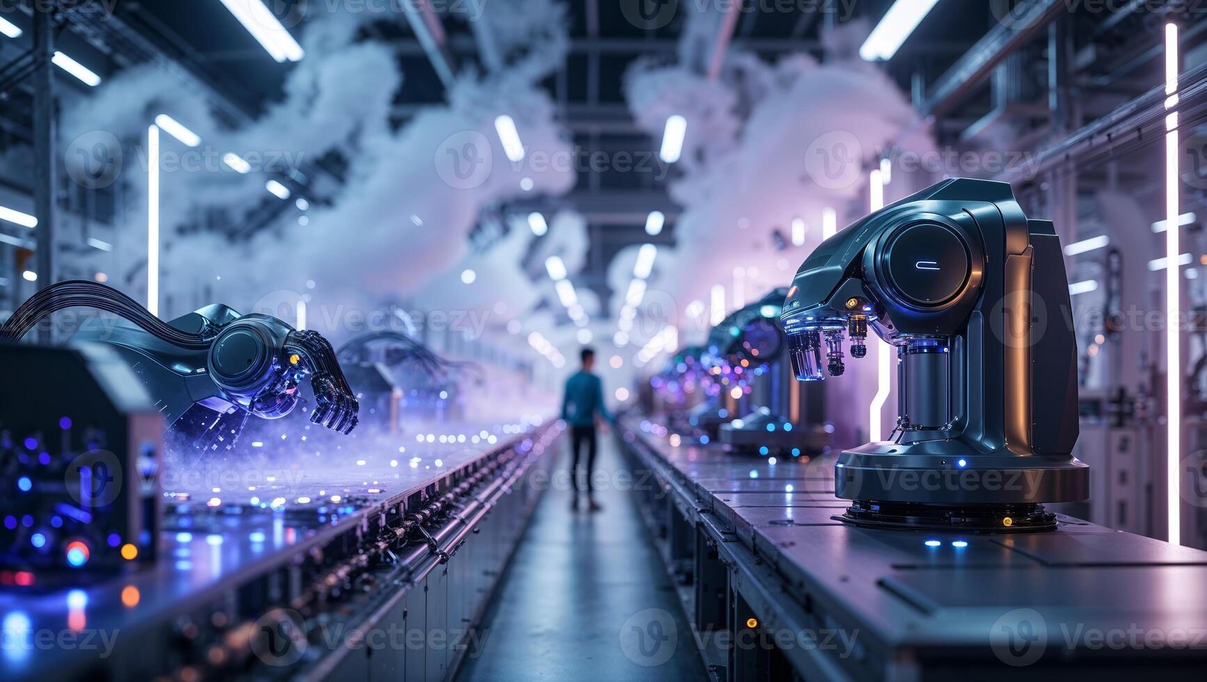 Advanced robotics in a futuristic manufacturing facility showcasing automation and technology photo