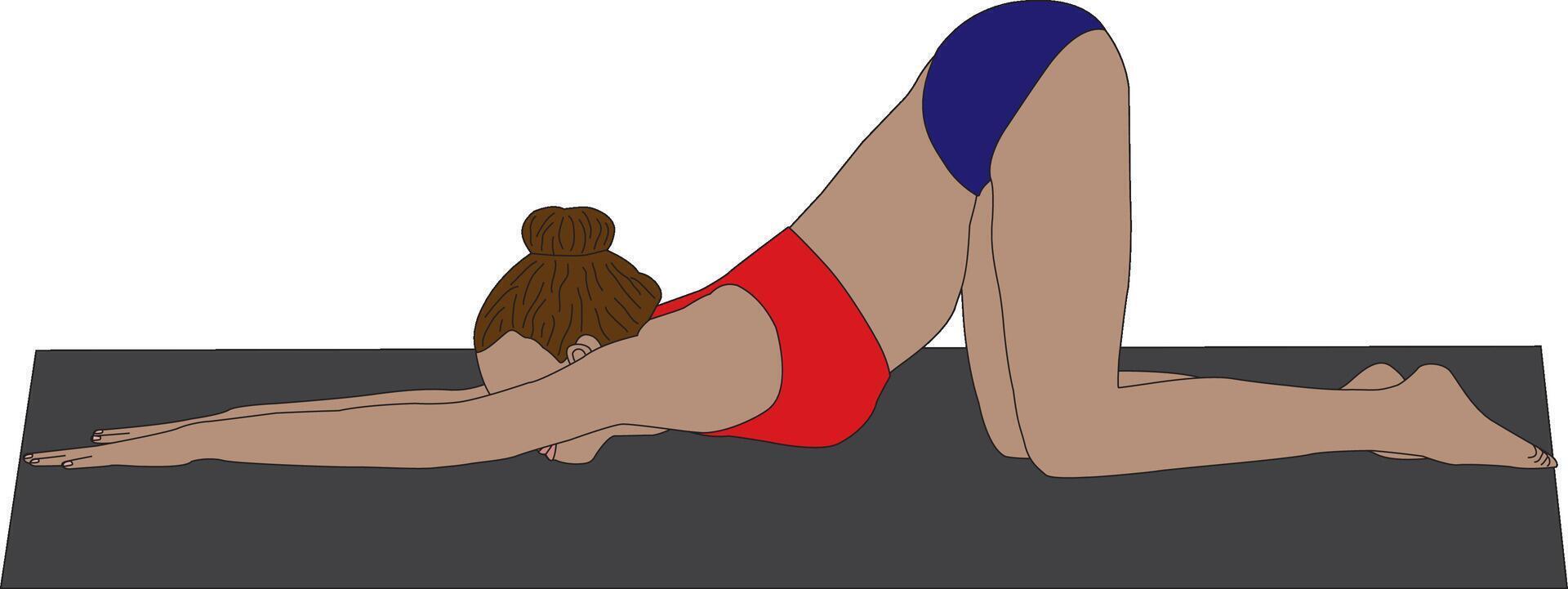 Extended Puppy Pose Yoga Uttana Shishosana vector