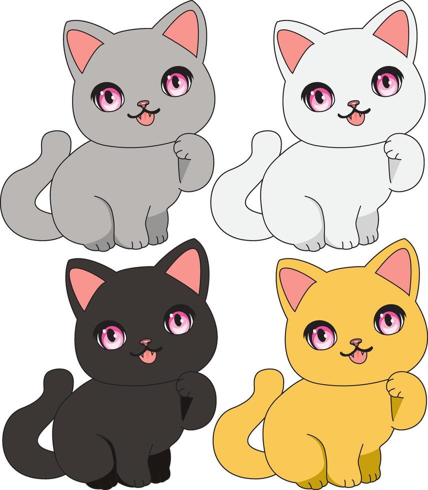 Cartoon Cat Set Illustration vector