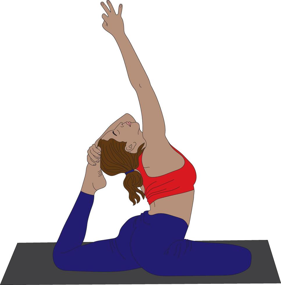 King Pigeon Pose Eka Pada Rajakapotasana Yoga vector