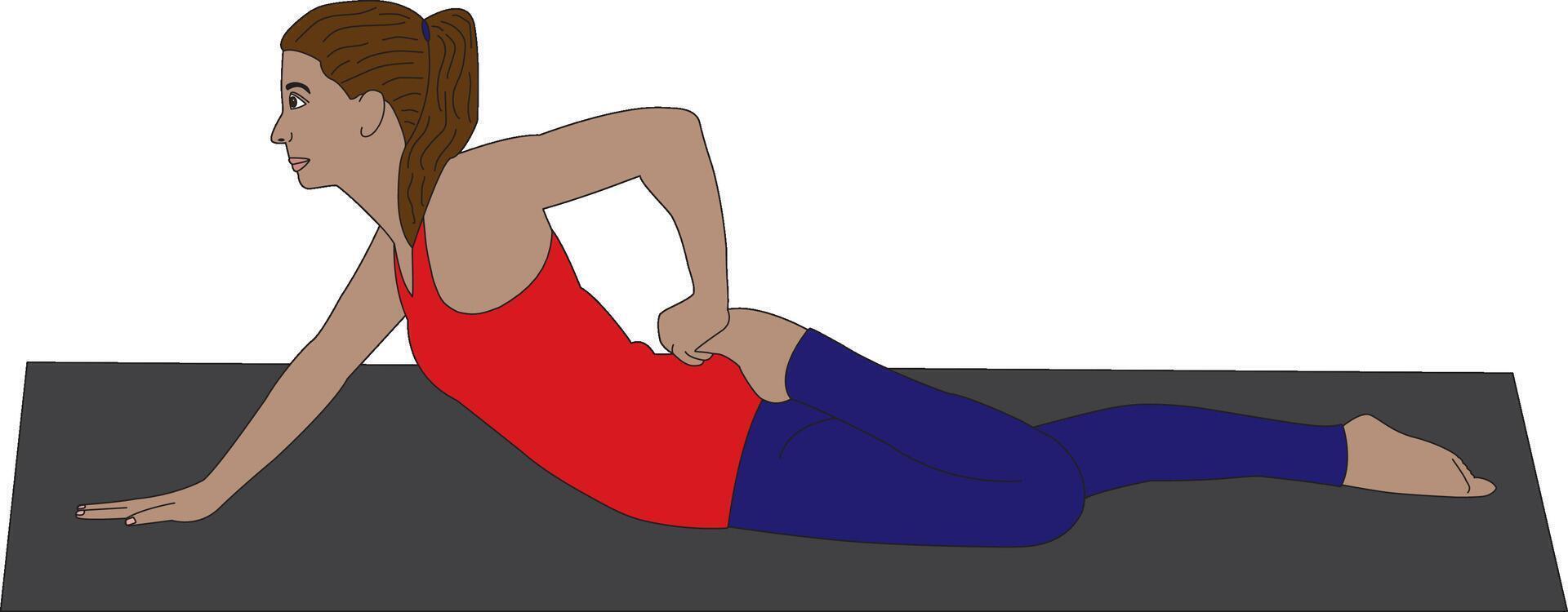 Ardha Bhekasana Yoga Asana Half Frog Pose vector