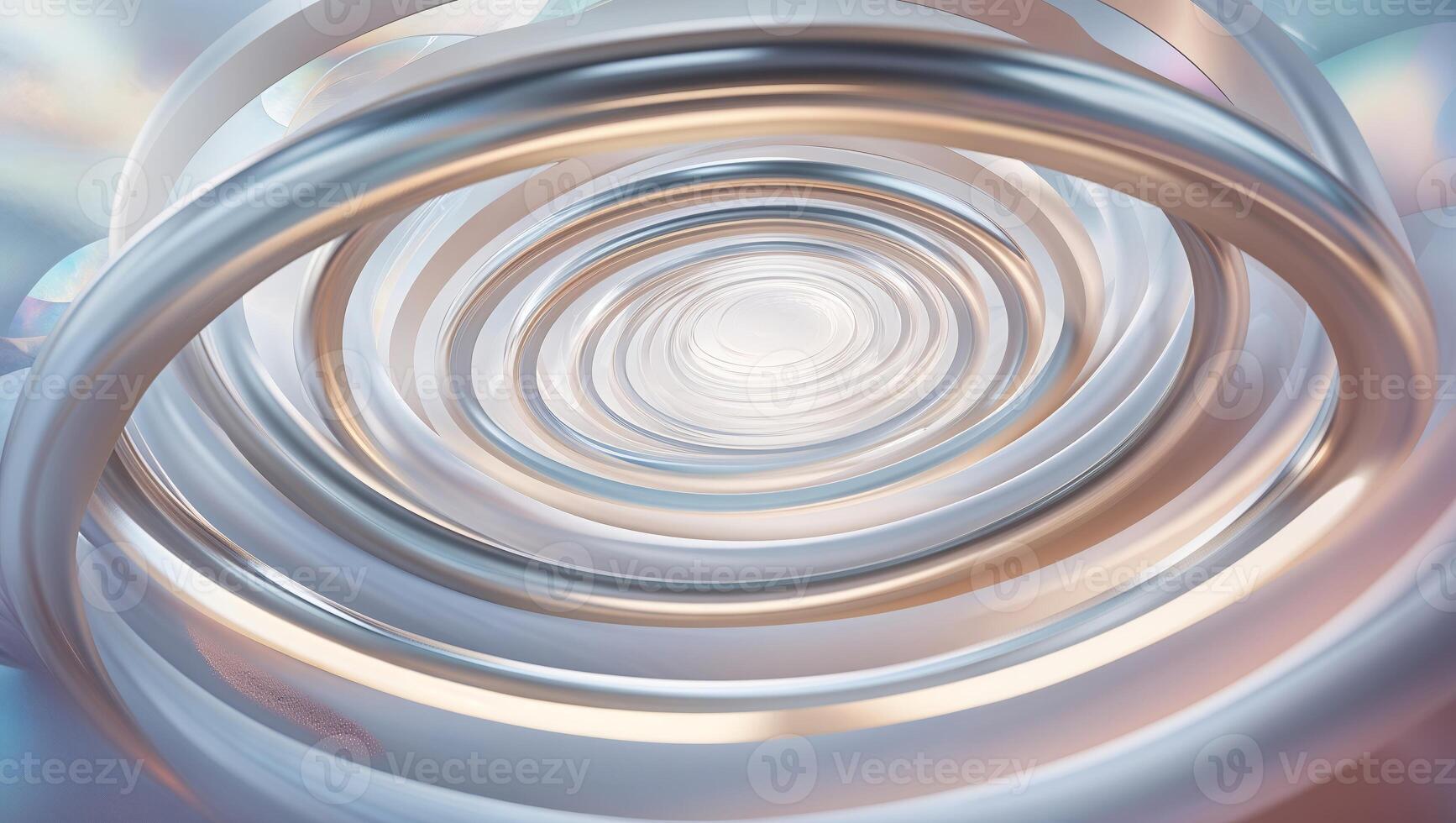 Abstract swirling rings create a mesmerizing illusion of depth and movement in a digital space photo