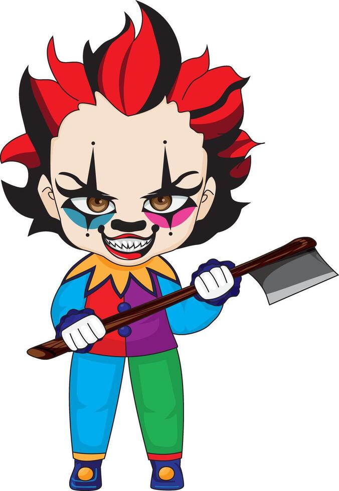 Mad Clown Mascot Character Cartoon Halloween vector