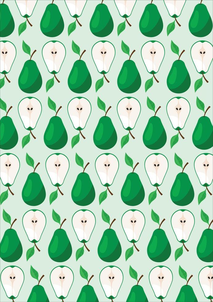 Pear Fruit Background Seamless Pattern vector