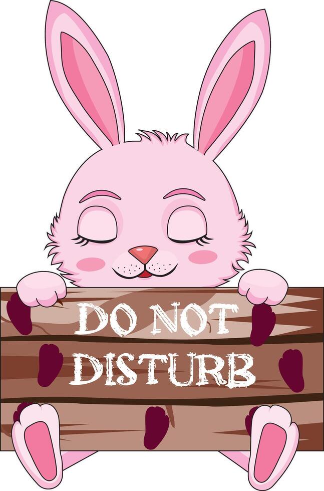 Sleeping Rabbit With Board Do Not Disturb vector