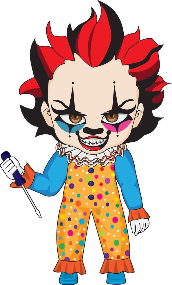 Crazy Clown Chibi Character Halloween vector