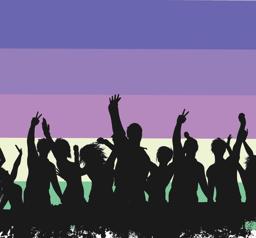 Silhouette Dancing People Retro Art Design vector