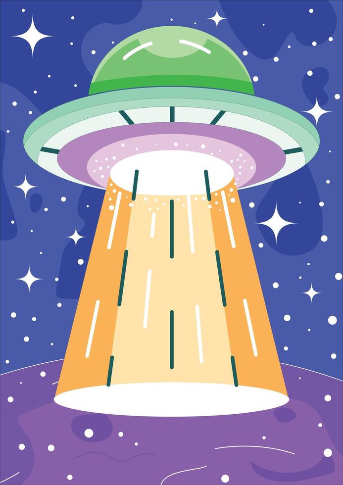 UFO Landing On Planet Background vector